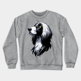 Stunning and Cool Afghan Hound Monochrome and Gold Portrait for Father's Day Crewneck Sweatshirt